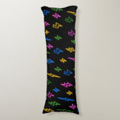 Kleurrijke 80's Retro Neon bliksempatroon Lichaamskussen (Voorkant Verticaal)