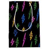 Kleurrijke 80's Retro Neon bliksempatroon Medium Cadeauzakje (Voorkant)