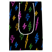 Kleurrijke 80's Retro Neon bliksempatroon Medium Cadeauzakje (Achterkant)