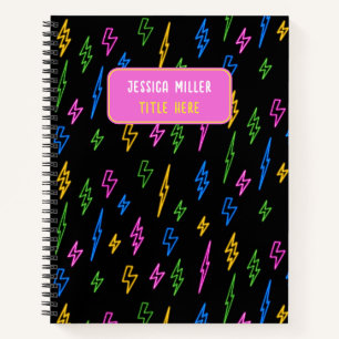 Kleurrijke 80's Retro Neon bliksempatroon Notitieboek