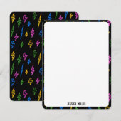 Kleurrijke 80's Retro Neon bliksempatroon Notitiekaartje (Voorkant / Achterkant)