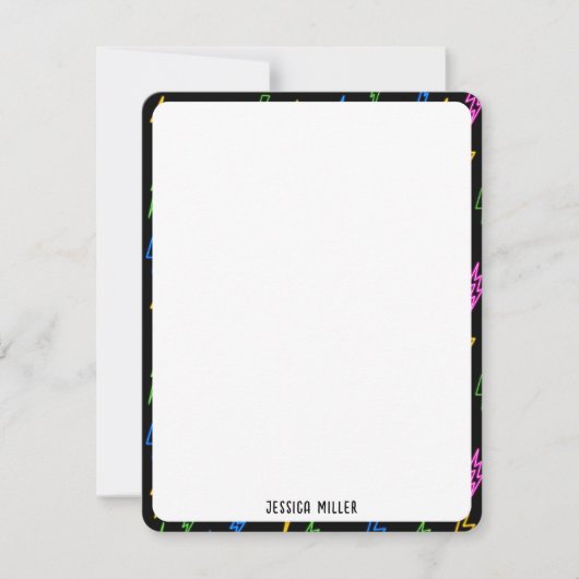 Kleurrijke 80's Retro Neon bliksempatroon Notitiekaartje (Voorkant)