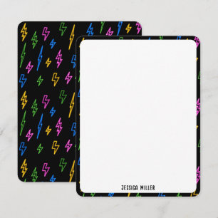 Kleurrijke 80's Retro Neon bliksempatroon Notitiekaartje