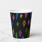 Kleurrijke 80's Retro Neon bliksempatroon Papieren Bekers (Achterkant)