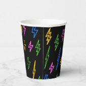 Kleurrijke 80's Retro Neon bliksempatroon Papieren Bekers (Rechts)