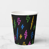 Kleurrijke 80's Retro Neon bliksempatroon Papieren Bekers (Voorkant)