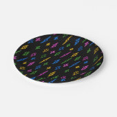 Kleurrijke 80's Retro Neon bliksempatroon Papieren Bordje (Gekanteld)