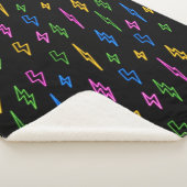 Kleurrijke 80's Retro Neon bliksempatroon Sherpa Deken (3/4)