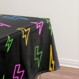 Kleurrijke 80's Retro Neon bliksempatroon Tafelkleed