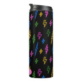 Kleurrijke 80's Retro Neon bliksempatroon Thermosbeker (Geroteerd rechts)