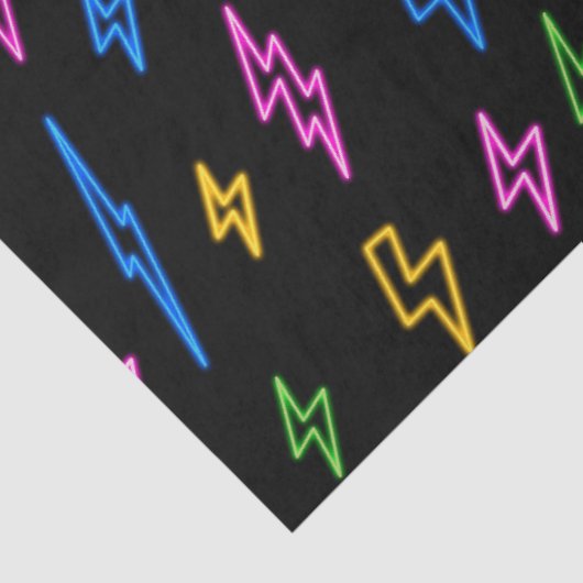 Kleurrijke 80's Retro Neon bliksempatroon Tissuepapier (Detail)