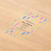 Kleurrijke 80's Retro Neon Lightning Verjaardag Acryl Uitnodigingen (Laagn)