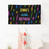Kleurrijke 80's Retro Neon Lightning Verjaardag Spandoek (Insitu)