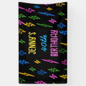 Kleurrijke 80's Retro Neon Lightning Verjaardag Spandoek (Verticaal)