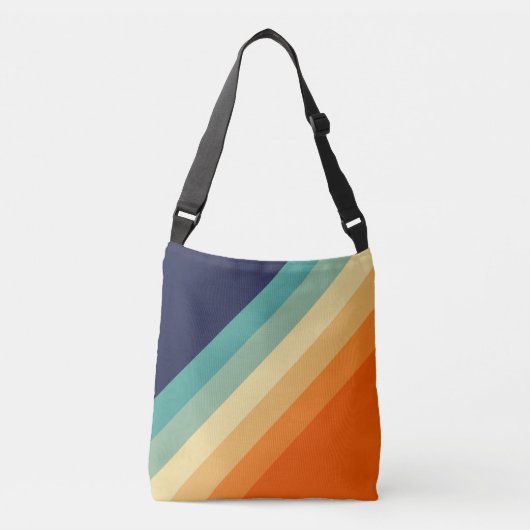 Kleurrijke 80s Retro Stripes Crossbody Tas (Voorkant)