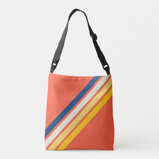 Kleurrijke 80s Retro Stripes Crossbody Tas (Achterkant)