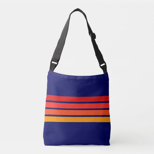 Kleurrijke 80s Retro Stripes Crossbody Tas (Voorkant)