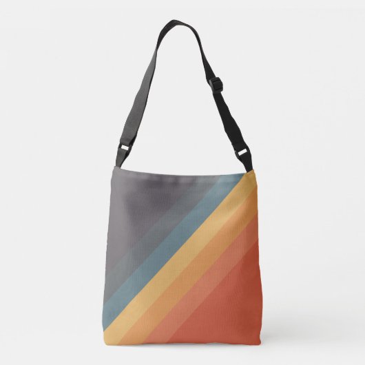 Kleurrijke 80s Retro Stripes Crossbody Tas (Achterkant)