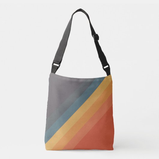 Kleurrijke 80s Retro Stripes Crossbody Tas (Voorkant)