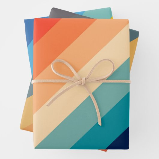 Kleurrijke 80s Retro Stripes Inpakpapier Vel (In situ)