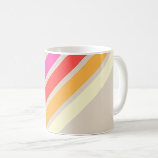 Kleurrijke 80s Retro Stripes Koffiemok (Voorkant rechts)