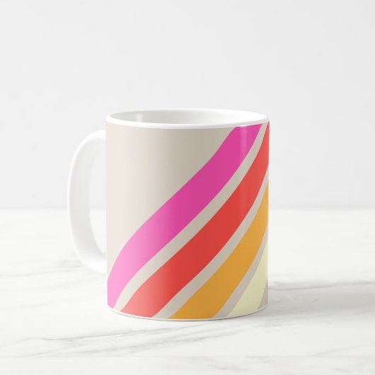 Kleurrijke 80s Retro Stripes Koffiemok (Voorkant links)