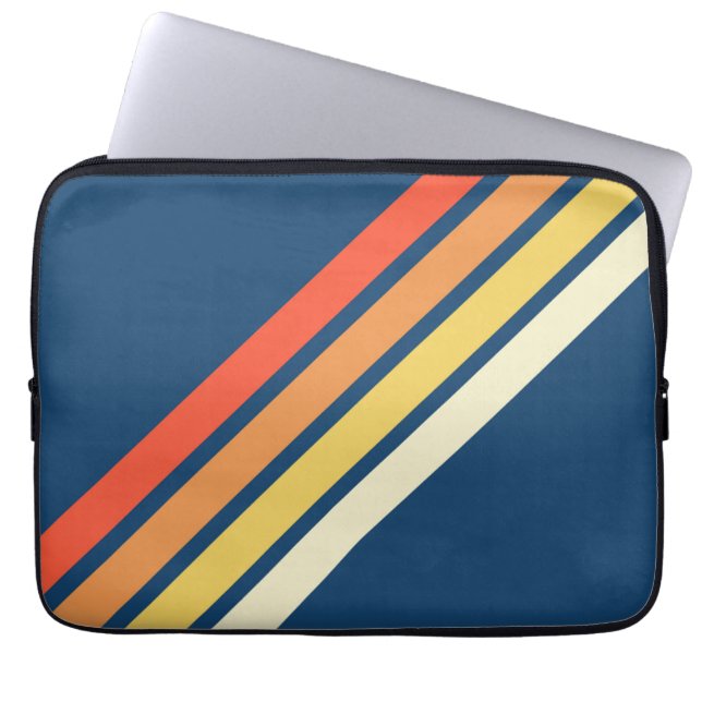 Kleurrijke 80s Retro Stripes Laptop Sleeve (Voorkant)