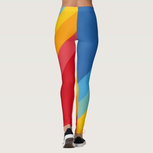Kleurrijke 80s Retro Stripes Leggings (Achterkant)