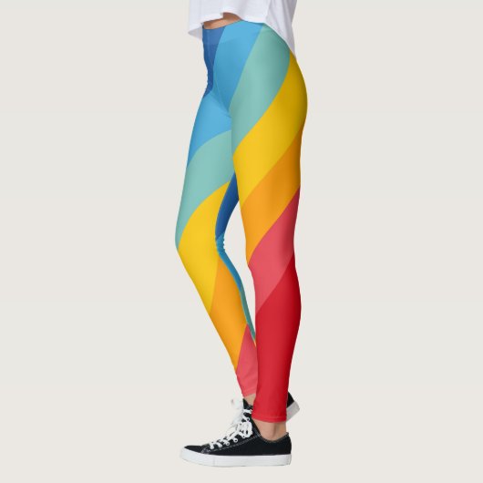 Kleurrijke 80s Retro Stripes Leggings (Links)