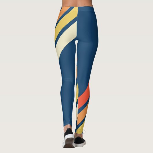 Kleurrijke 80s Retro Stripes Leggings (Achterkant)