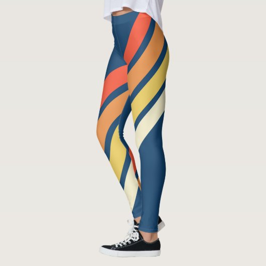 Kleurrijke 80s Retro Stripes Leggings (Links)