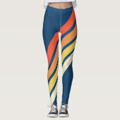 Kleurrijke 80s Retro Stripes Leggings (Voorkant)