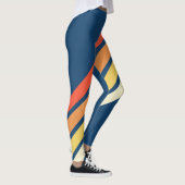 Kleurrijke 80s Retro Stripes Leggings (Rechts)
