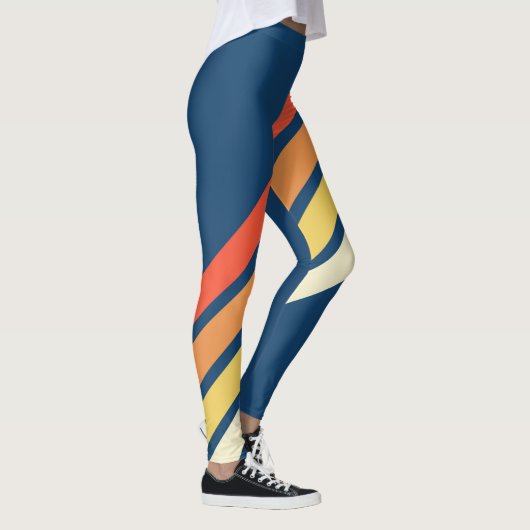 Kleurrijke 80s Retro Stripes Leggings (Rechts)