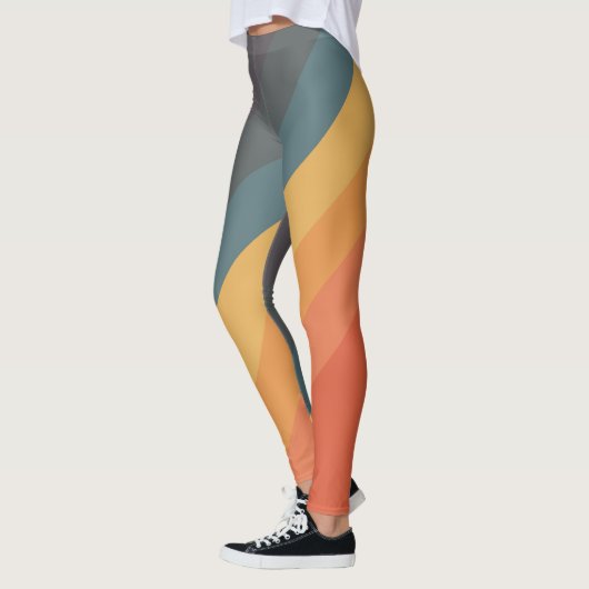 Kleurrijke 80s Retro Stripes Leggings (Links)