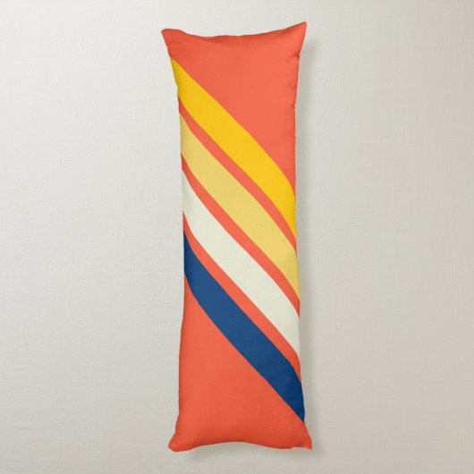 Kleurrijke 80s Retro Stripes Lichaamskussen (Achterkant (Verticaal))