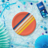 Kleurrijke 80s Retro Stripes Papieren Bordje (Feest)