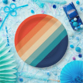 Kleurrijke 80s Retro Stripes Papieren Bordje (Feest)