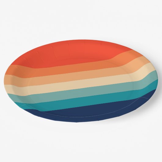 Kleurrijke 80s Retro Stripes Papieren Bordje (Gekanteld)
