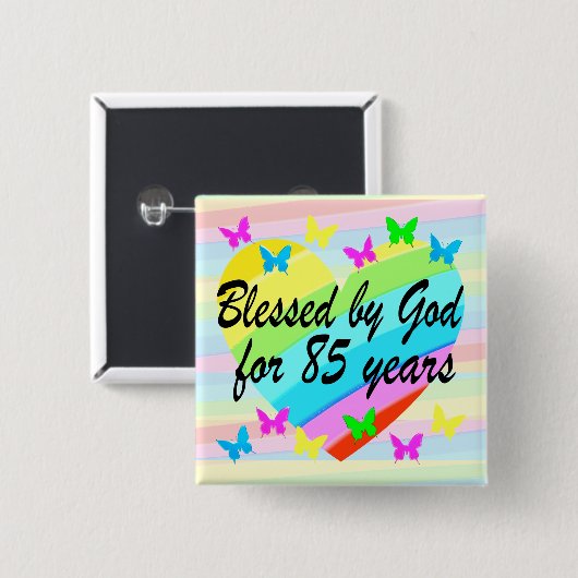 KLEURRIJKE 85E VERJAARDAG GEBED BUTTON (Voorkant /achterkant)