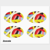 kleurrijke 8773 abstracte kunst ovale sticker (Vel)
