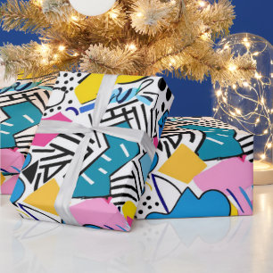 Kleurrijke 90s Abstract Funky Kunstpatroon Cadeaupapier