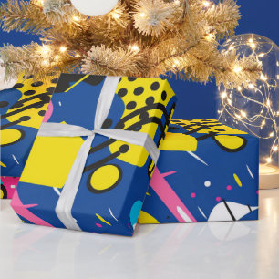 Kleurrijke 90s Abstract Funky Kunstpatroon Cadeaupapier