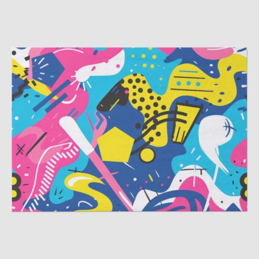 Kleurrijke 90s Abstract Funky Kunstpatroon Tissuepapier (Voorkant)