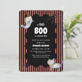 Kleurrijke A Little Boo Ghost Cat Baby shower Kaart (Staand voorkant)