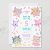 Kleurrijke A Purrfect Party Schattigee Kitty Cat V Kaart (Voorkant)