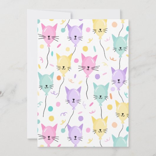 Kleurrijke A Purrfect Party Schattigee Kitty Cat V Kaart (Achterkant)