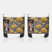 Kleurrijke aangepaste anjer thema strandbruiloft whisky glas (Achterkant)