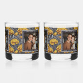 Kleurrijke aangepaste anjer thema strandbruiloft whisky glas (Links)
