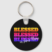 Kleurrijke aangepaste BLESSED Sleutelhanger (Voorkant)